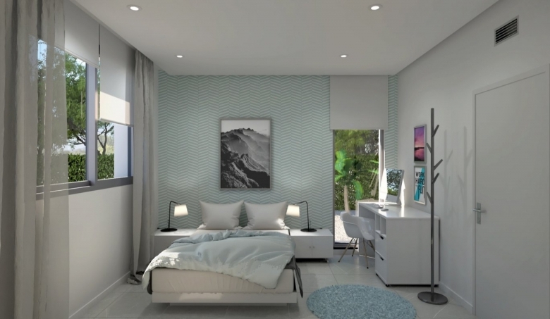 Exclusiva villa de 4 dormitorios en una sola planta con piscina privada en golf resort en Murcia