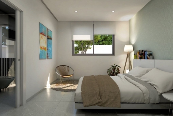 Exclusiva villa de 4 dormitorios en una sola planta con piscina privada en golf resort en Murcia