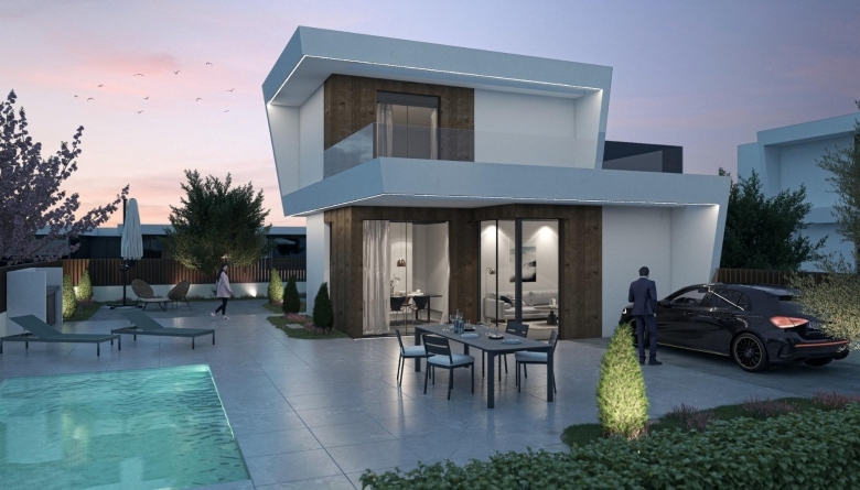 Villa de nueva construcción de 3 dormitorios con piscina privada y vistas a la montaña en campo de golf(Murcia)