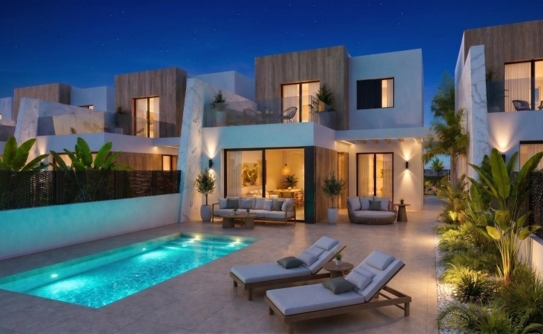 Villa adosada de 3 dormitorios de nueva construcción en Santa Rosalia Lake and Life Resort, Murcia
