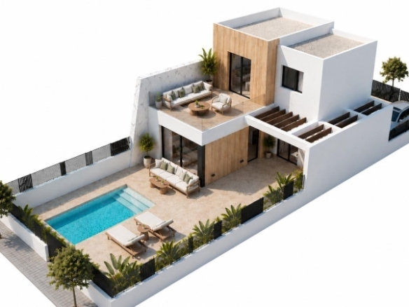 Villa adosada de 3 dormitorios de nueva construcción en Santa Rosalia Lake and Life Resort, Murcia