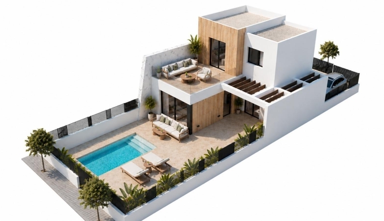 Villa adosada de 3 dormitorios de nueva construcción en Santa Rosalia Lake and Life Resort, Murcia