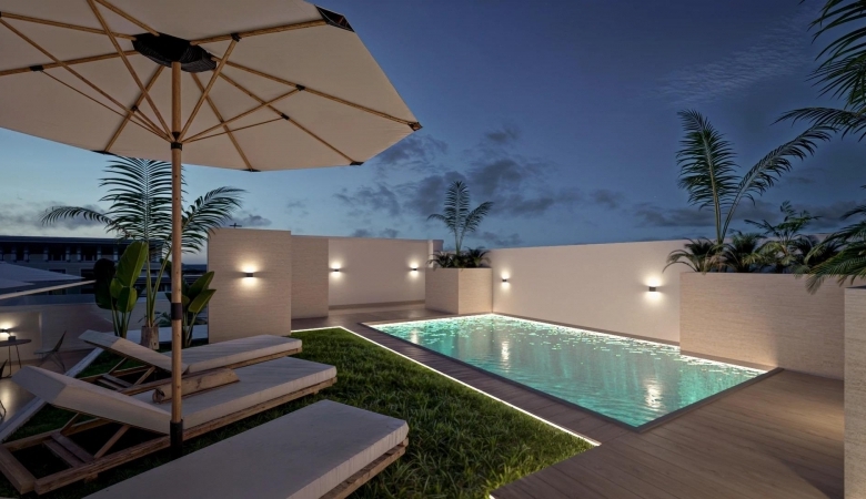 Ático de 1 dormitorio con solarium privado a 800m de la playa y el paseo marítimo en Torrevieja(Alicante)