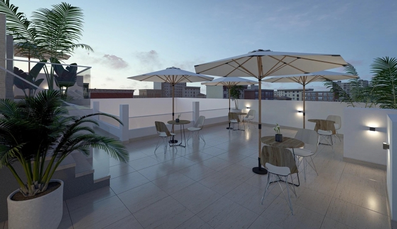 Ático de 1 dormitorio con solarium privado a 800m de la playa y el paseo marítimo en Torrevieja(Alicante)
