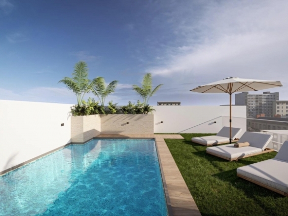 Ático de 1 dormitorio con solarium privado a 800m de la playa y el paseo marítimo en Torrevieja(Alicante)