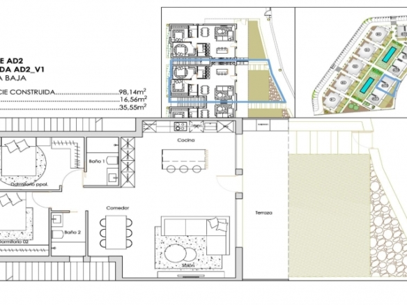 Bungalow de planta baja con 2 dormitorios de nueva construcción en Santa Rosalia Lake and Life Resort