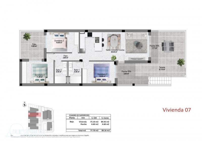 Bungalow de planta baja con 3 dormitorios a la venta en Pilar de la Horadada
