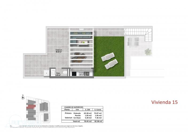 g_43540-17-14 Bungalow de planta alta con 2 dormitorios y solarium privado a la venta en Pilar de la Horadada
