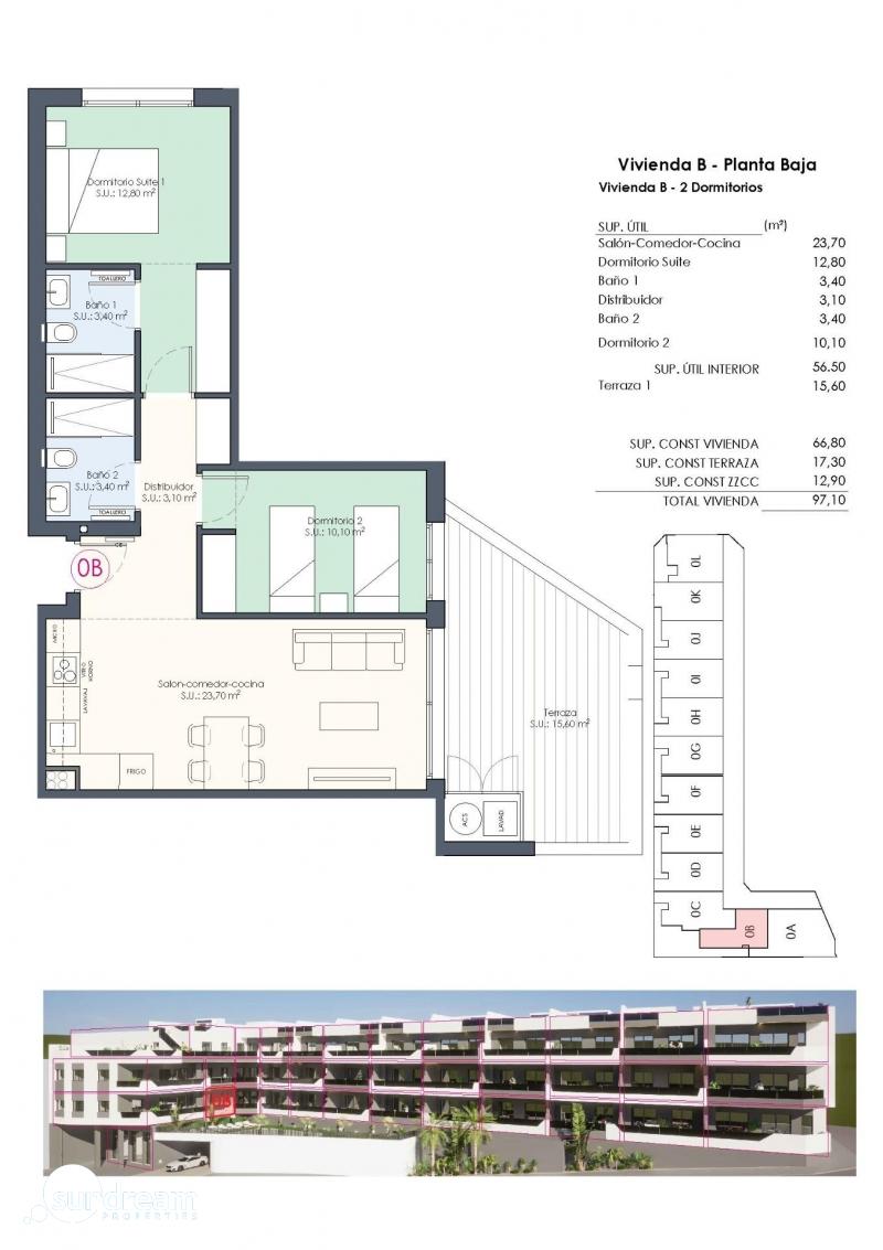 Apartamento de planta baja con 2 dormitorios a la venta en Benijófar(Alicante)