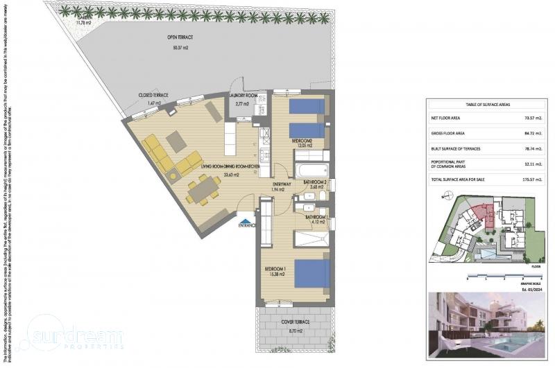 Apartamento de planta baja con 2 dormitorios y amplia terraza a 100 metros del mar en Jávea(Alicante)
