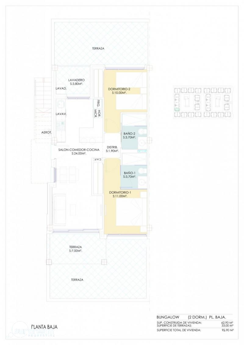 g_39774-3-24 BUNGALOW DE 2 DORM. DE NUEVA CONSTRUCCIÓN EN COMPLEJO RESIDENCIAL EN TORREVIEJA.