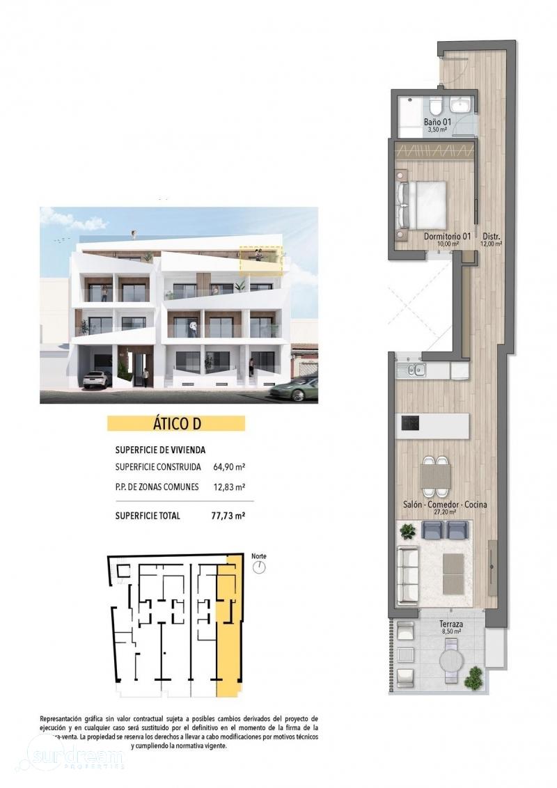 Ático en venta a 250m de la Playa del Cura en Torrevieja