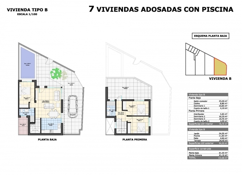 Adosado de 3 dormitorios con piscina privada a la venta en Pilar de la Horadada(Alicante)