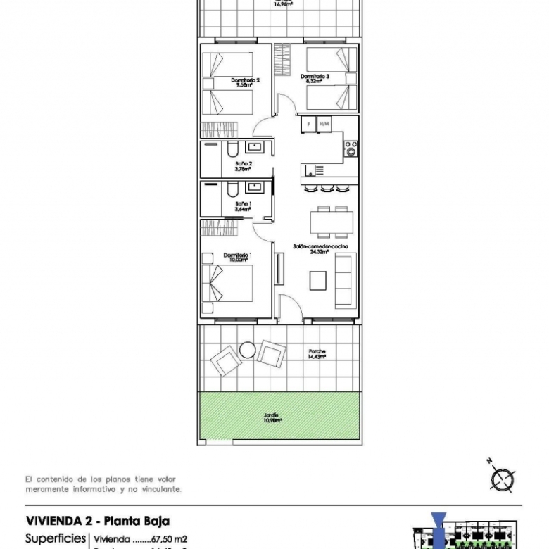 Bungalow de planta baja de 3 dormitorios a la venta en Pilar de la Horadada