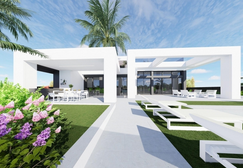 Villa obra nueva en venta con piscina en Los Alcázares