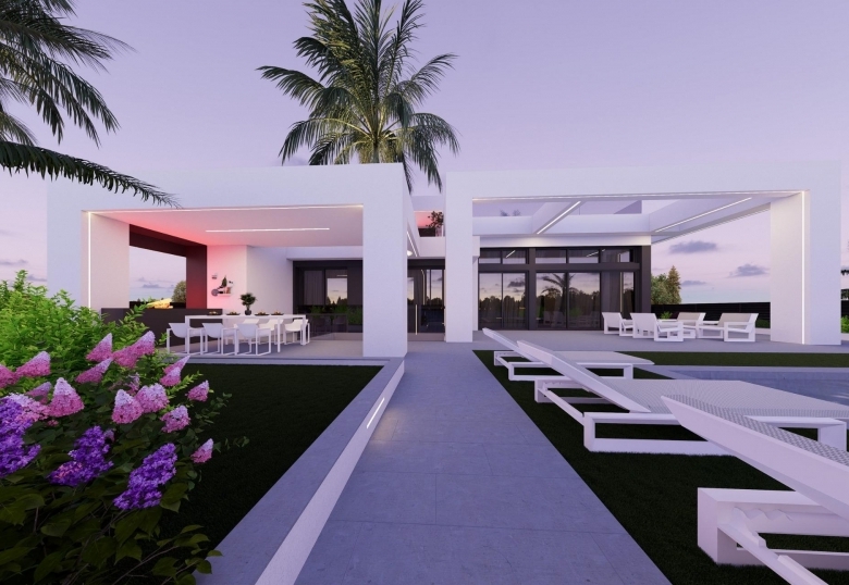 Villa obra nueva en venta con piscina en Los Alcázares