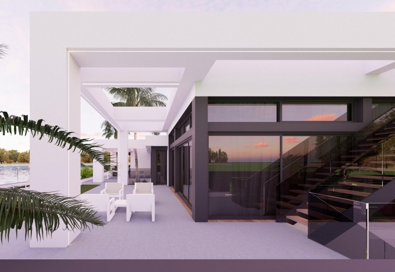 Villa obra nueva en venta con piscina en Los Alcázares