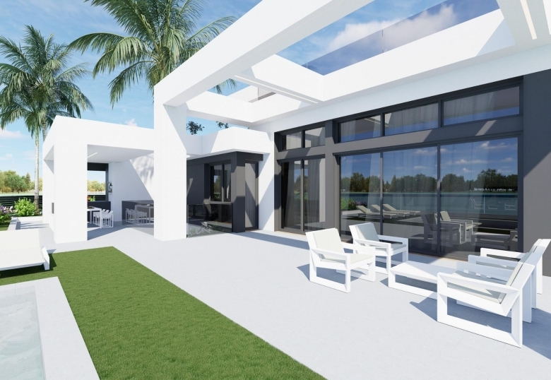 Villa obra nueva en venta con piscina en Los Alcázares