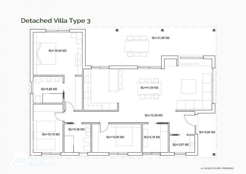 Villa en venta obra nueva con piscina en Peñáguila