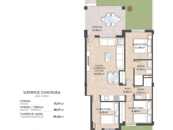 Bungalow en venta obra nueva en San Miguel