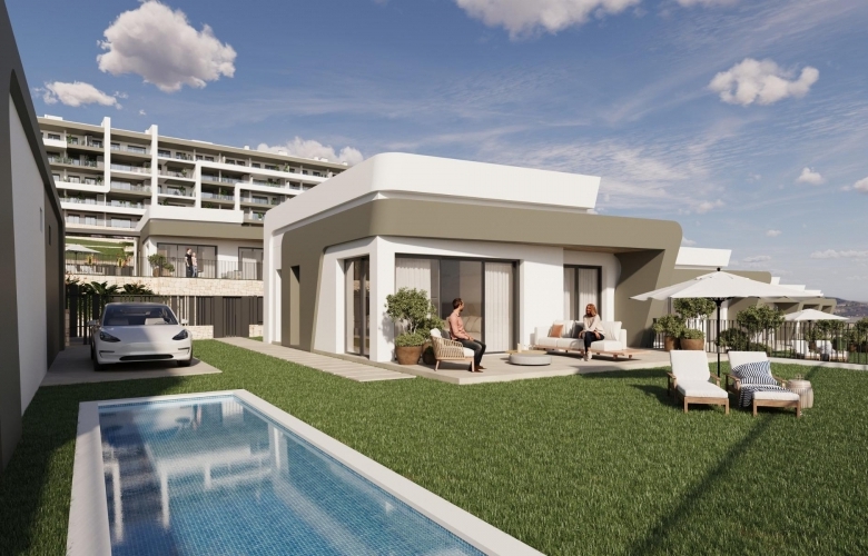 Chalet de una planta con 3 dormitorios en complejo residencial a la venta en Mutxamel(Alicante)