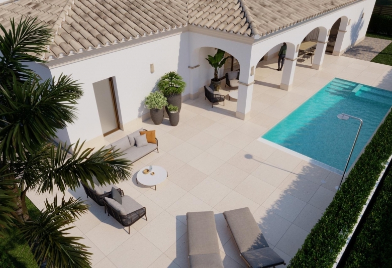Villa mediterránea de 3 dormitorios con piscina privada de nueva construcción en San Pedro del Pinatar
