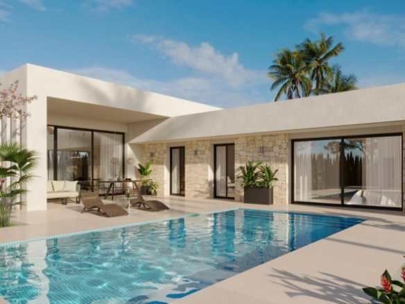 Villa en venta una planta con piscina en Aspe