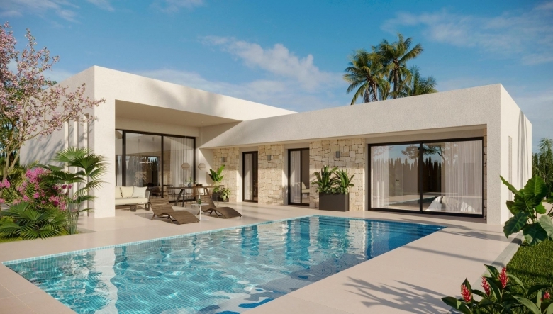 Villa en venta una planta con piscina en Aspe