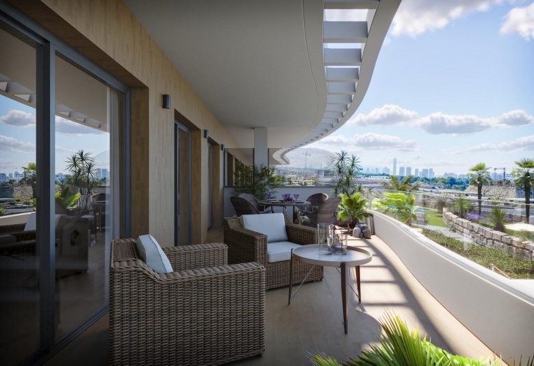 Ático de 2 dormitorios con solarium privado y fantásticas vistas al mar a a la venta en Finestrat