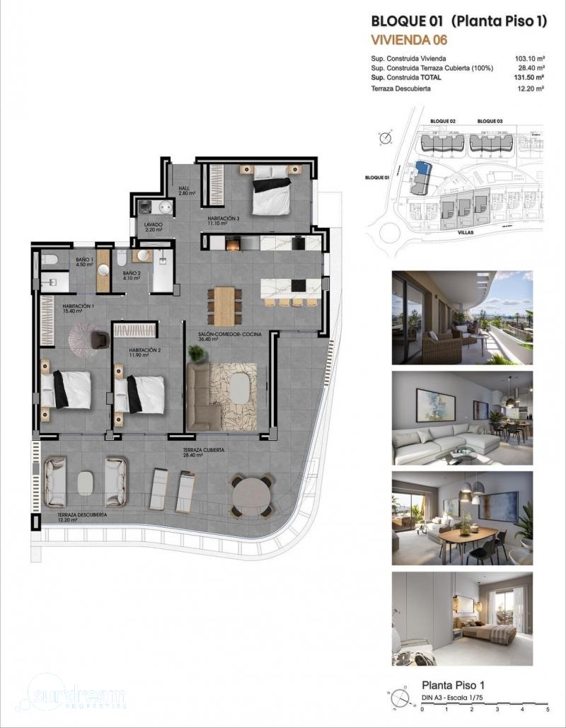 g_41974-10-14 Apartamento de 3 dormitorios con vistas al mar a la venta en Finestrat.