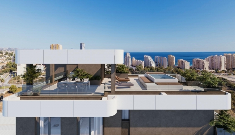 Apartamento de lujo de nueva construcción con 3 dormitorios con vistas al mar a la venta en Calpe, Costa Blanca