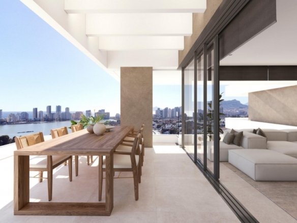 Apartamento de lujo de nueva construcción con 3 dormitorios con vistas al mar a la venta en Calpe, Costa Blanca