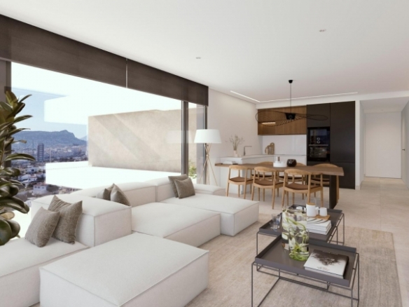 Apartamento de lujo de nueva construcción con 3 dormitorios con vistas al mar a la venta en Calpe, Costa Blanca