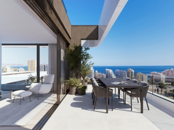 Apartamento de lujo de nueva construcción con 3 dormitorios con vistas al mar a la venta en Calpe, Costa Blanca
