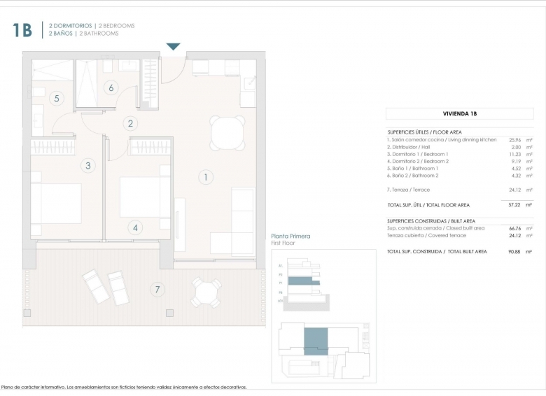 Apartamento de nueva construcción con 2 dormitorios a la venta en Benijófar(Alicante)