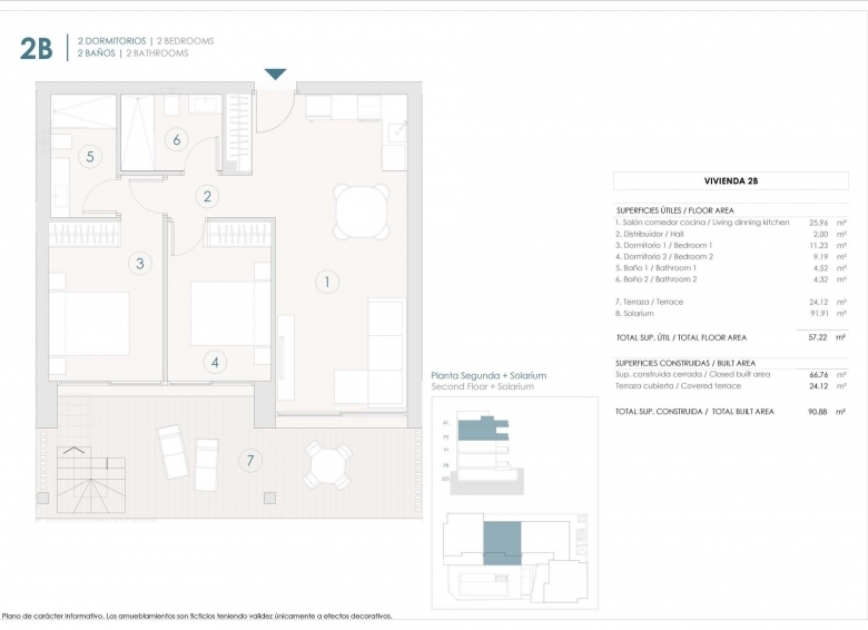 Ático de nueva construcción con 2 dormitorios y solarium privado a la venta en Benijófar