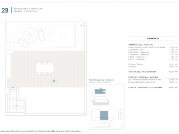 Ático de nueva construcción con 2 dormitorios y solarium privado a la venta en Benijófar