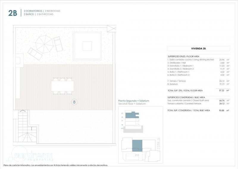 Ático de nueva construcción con 2 dormitorios y solarium privado a la venta en Benijófar