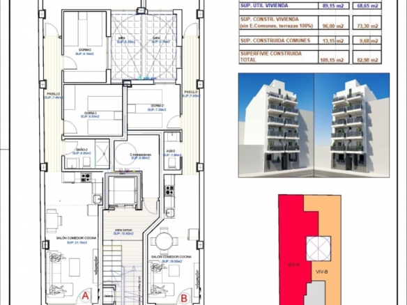 Apartamento de nueva construcción con 3 dormitorios a tan solo 150m de la playa a la venta en Torrevieja
