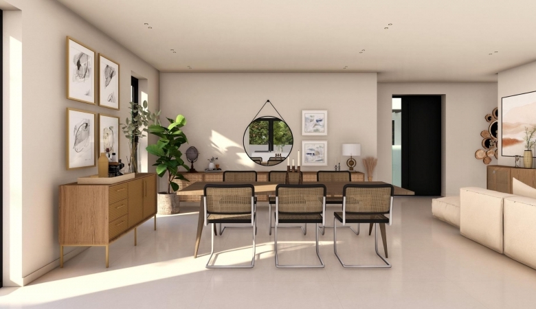 Villa exclusiva de una sola planta con 4 dormitorios y piscina privada en Finestrat.