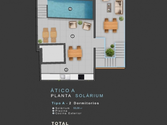 Ático moderno de nueva construcción con 2 dormitorios a un paso de la playa en Torreveija