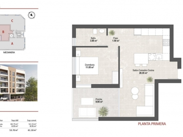 Apartamento turístico de nueva construcción con 1 dormitorio cerca de la playa en Lo Pagán, San Pedro del Pinatar