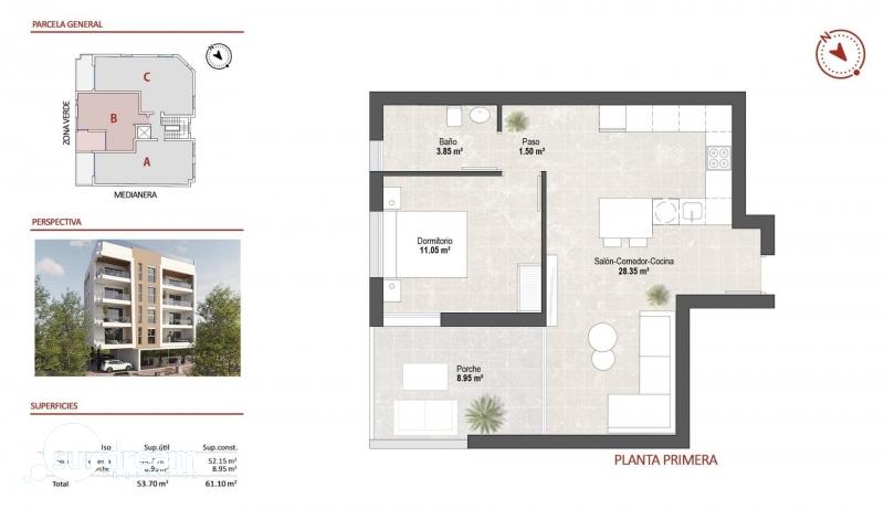 Apartamento turístico de nueva construcción con 1 dormitorio cerca de la playa en Lo Pagán, San Pedro del Pinatar