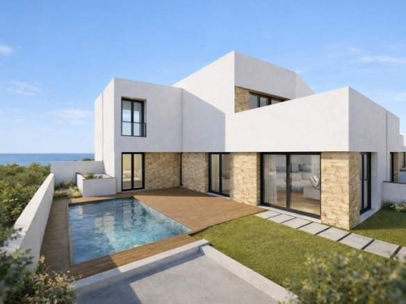 Chalet moderno adosado de nueva construcción con 3 dormitorios a la venta en Bigastro.