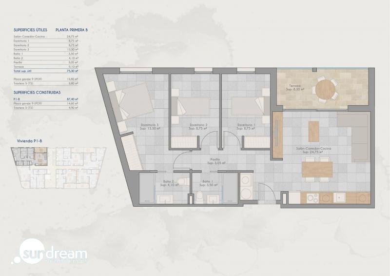 g_42524-14-11 Apartamento de nueva construcción con 3 dormitorios a 500 metros de la playa en venta (San Pedro del Pinatar)