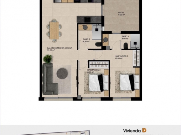 Apartamento moderno con 2 dormitorios y piscina comunitaria en la azotea a la venta en Catral(Alicante)