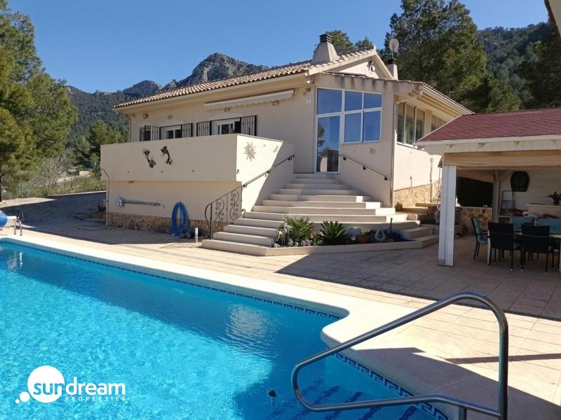 Villa en venta con piscina y terreno El Pinoso Abanilla
