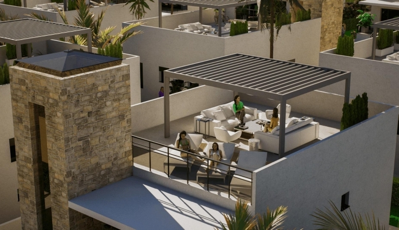 Villa de nueva construcción con 2 dormitorios, solarium privado y sótano en campo de golf en Mazarrón(Murcia)