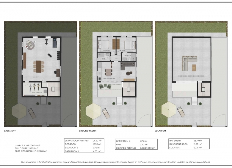 Villa de nueva construcción con 2 dormitorios, solarium privado y sótano en campo de golf en Mazarrón(Murcia)