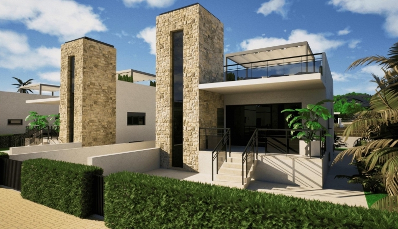 Villa de nueva construcción con 3 dormitorios, solárium privado y sótano en campo de golf en Mazarrón(Murcia)
